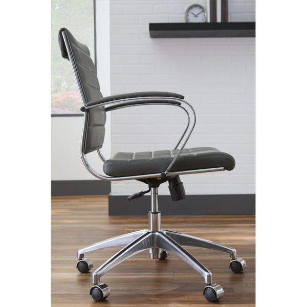 EuroStyle Axel Low Back Leatherette Office Chair with Polished Aluminum Base Executive Seating Gray 23.5 D x 23 W x 38 H 10606-GRY