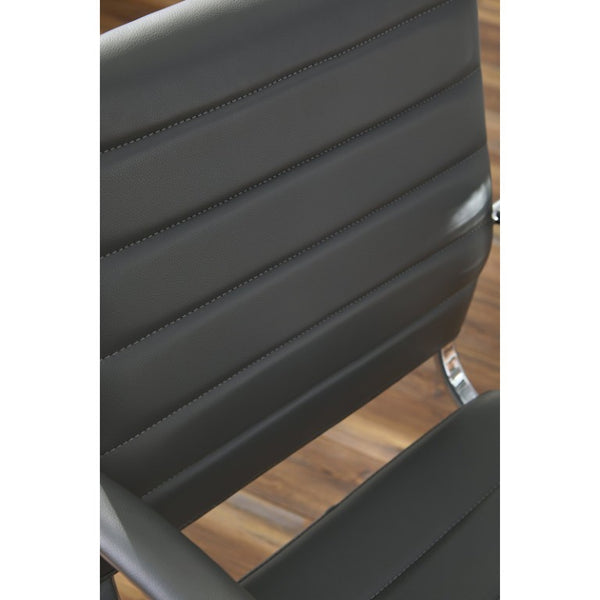 EuroStyle Axel Low Back Leatherette Office Chair with Polished Aluminum Base Executive Seating Gray 23.5 D x 23 W x 38 H 10606-GRY