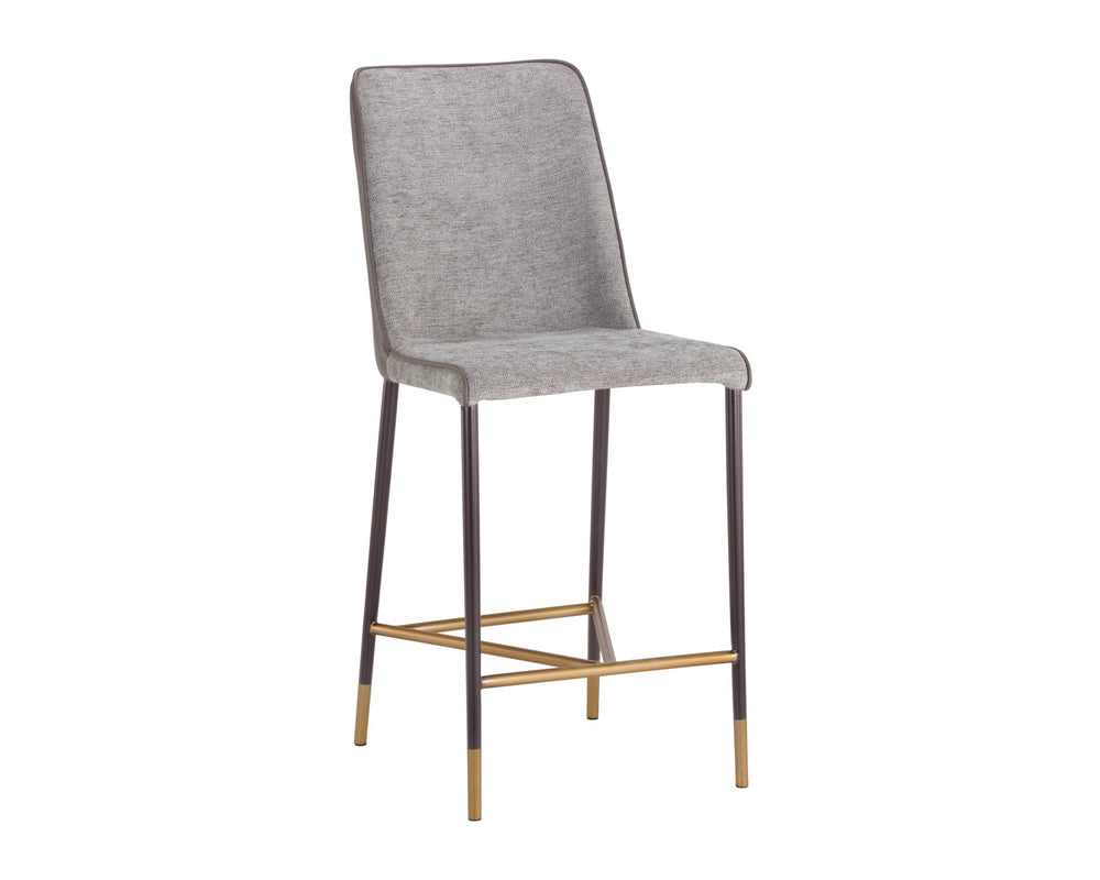 Sunpan Klaus Upholstered Counter Stool with Steel Frame and Copper Accents for Kitchen Islands 106062