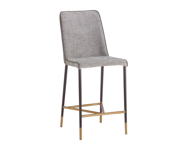 Sunpan Klaus Upholstered Counter Stool with Steel Frame and Copper Accents for Kitchen Islands 106062