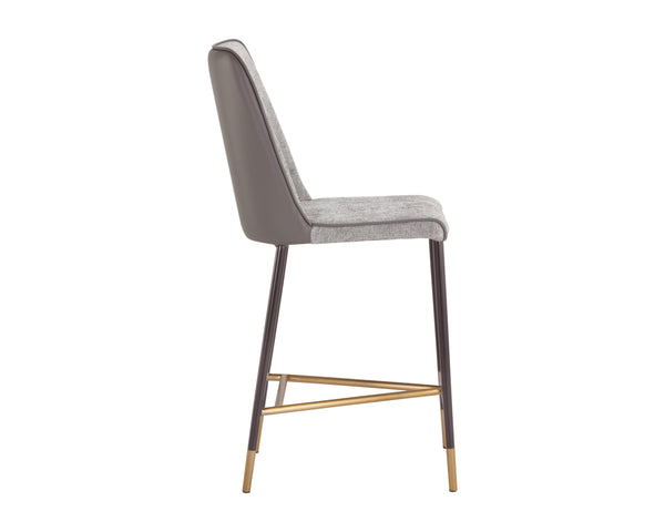 Sunpan Klaus Upholstered Counter Stool with Steel Frame and Copper Accents for Kitchen Islands 106062