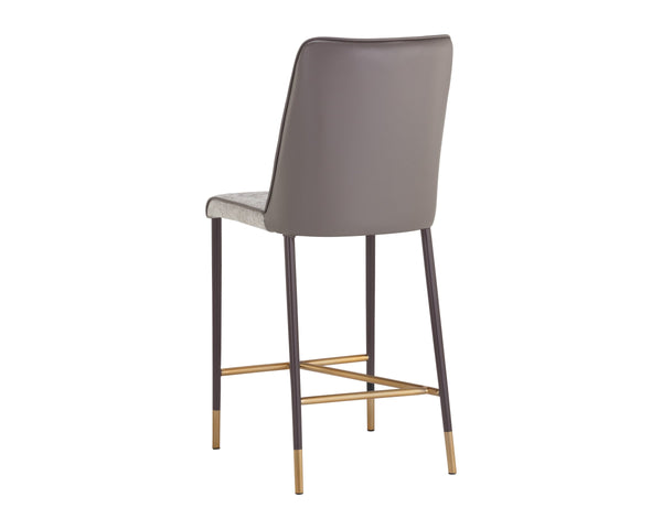 Sunpan Klaus Upholstered Counter Stool with Steel Frame and Copper Accents for Kitchen Islands 106062
