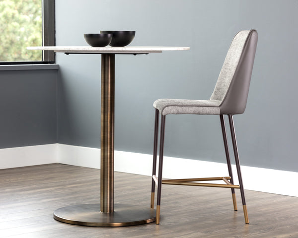 Sunpan Klaus Upholstered Counter Stool with Steel Frame and Copper Accents for Kitchen Islands 106062