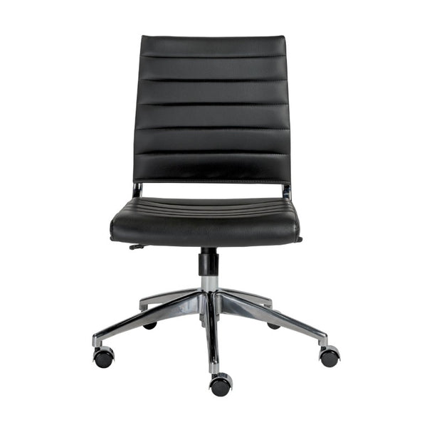 EuroStyle Axel Armless Leatherette Office Chair with Polished Aluminum Base for Modern Workspaces Black 23.5 D x 19.5 W x 38.5 H 10608-BLK