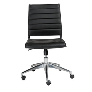EuroStyle Axel Armless Leatherette Office Chair with Polished Aluminum Base for Modern Workspaces Black 23.5 D x 19.5 W x 38.5 H 10608-BLK