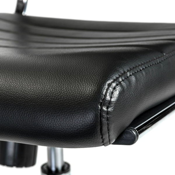 EuroStyle Axel Armless Leatherette Office Chair with Polished Aluminum Base for Modern Workspaces Black 23.5 D x 19.5 W x 38.5 H 10608-BLK