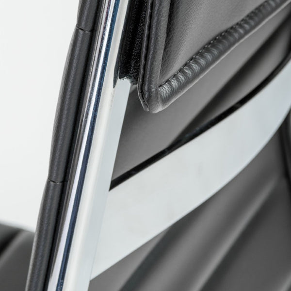 EuroStyle Axel Armless Leatherette Office Chair with Polished Aluminum Base for Modern Workspaces Black 23.5 D x 19.5 W x 38.5 H 10608-BLK