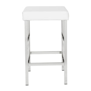 OSP Home Furnishings 26" Polished Chrome Backless Stool White