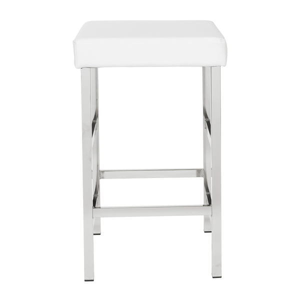 OSP Home Furnishings 26" Polished Chrome Backless Stool White