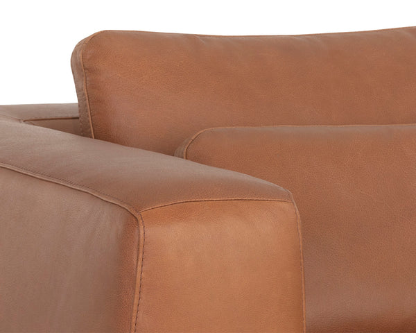 Sunpan Burr Genuine Leather Accent Armchair with Bronze Feet for Living Room or Study Brown 106138