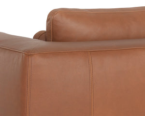 Sunpan Burr Genuine Leather Accent Armchair with Bronze Feet for Living Room or Study Brown 106138