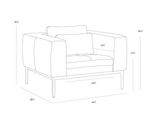 Sunpan Burr Genuine Leather Accent Armchair with Bronze Feet for Living Room or Study Brown 106138