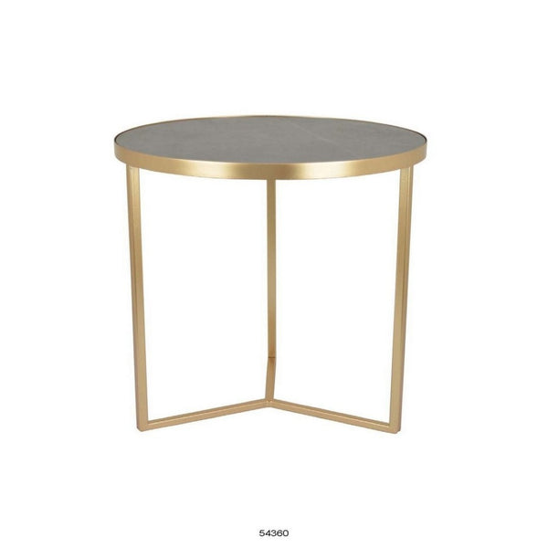 English Elm 20 Inch Gold Metal Tripod Plant Stand with Round White Marble Top for Living Rooms B056P416873