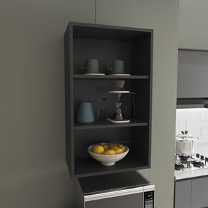 English Elm Eco 36" High Open 3-Tier Wall Cabinet with Durable Particleboard Shelves for Multi-Room Storage and Display Black 20.6 L x 66 W x 9 H B200P253725