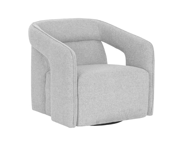Sunpan Kendrick Swivel Lounge Chair with Sculptural Cutout Arms in Heathered Upholstery 106160V