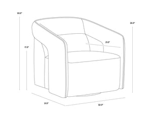 Sunpan Kendrick Swivel Lounge Chair with Sculptural Cutout Arms in Heathered Upholstery 106160V