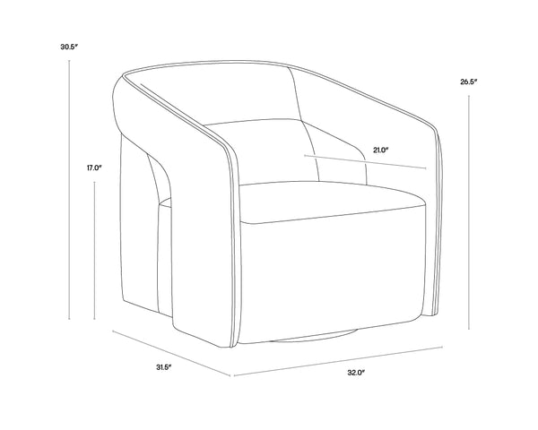 Sunpan Kendrick Swivel Lounge Chair with Sculptural Cutout Arms in Heathered Upholstery 106160V