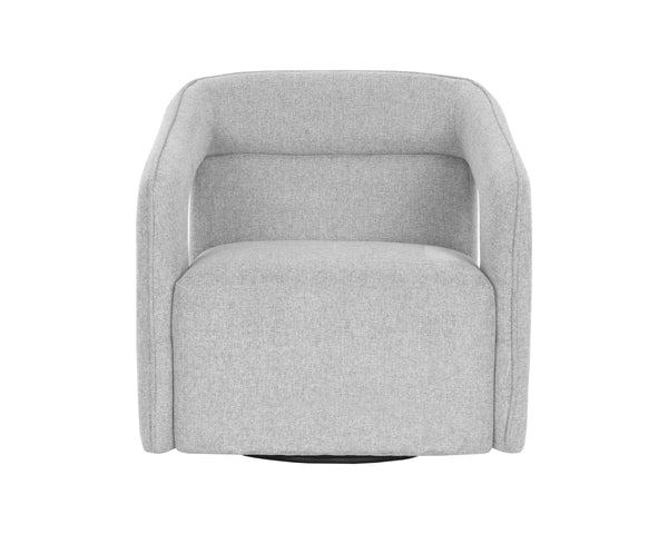 Sunpan Kendrick Swivel Lounge Chair with Sculptural Cutout Arms in Heathered Upholstery 106160V