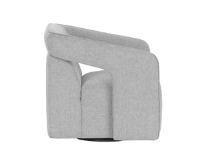 Sunpan Kendrick Swivel Lounge Chair with Sculptural Cutout Arms in Heathered Upholstery 106160V