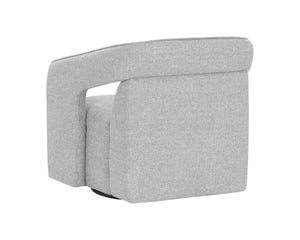 Sunpan Kendrick Swivel Lounge Chair with Sculptural Cutout Arms in Heathered Upholstery 106160V