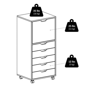 Winsome Wood Halifax 5-drawer Mobile Storage Cabinet In White - Stylish Organization For Home & Office Use White Composite Wood 10616-winsome-wood