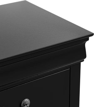 English Elm Light Gray Contemporary Nightstand Solid Rubberwood Dovetail Drawer Bedroom Storage Black B2741P433358