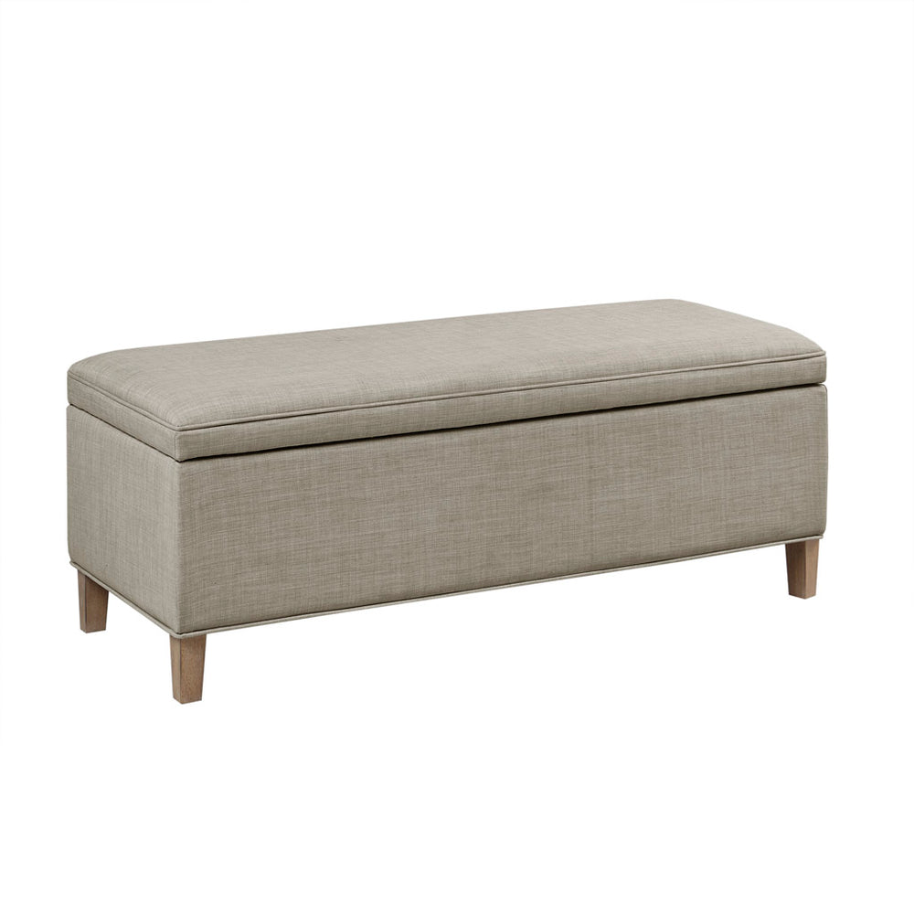 JLA Home Martha Stewart - Rectangular Light Grey Storage Bench with Soft-Close Lift-Top, Solid Wood Legs, Spacious Hidden Compartment MT105-0156