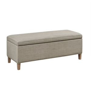 JLA Home Martha Stewart - Rectangular Light Grey Storage Bench with Soft-Close Lift-Top, Solid Wood Legs, Spacious Hidden Compartment MT105-0156