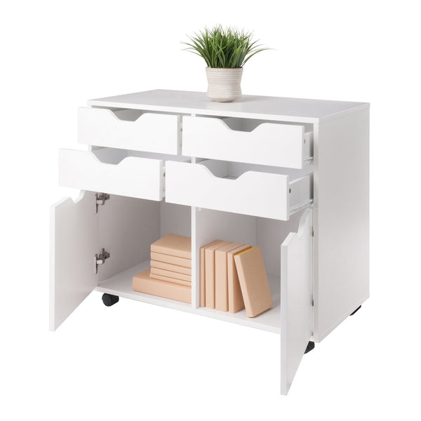 Winsome Wood Halifax Mobile Storage Cabinet With 2 Doors & 4 Drawers – Perfect For Home Office, Crafting & More! White Composite Wood 10622-winsome-wood
