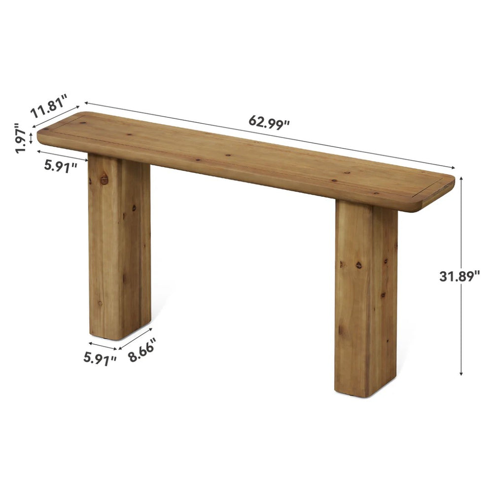 English Elm Practical Geometric Console Table with Matte Black Wood Grain Finish for Entryway or Sofa T3971P458073