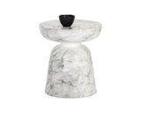Lucida End Table - Marble Look - White 106283 Sunpan