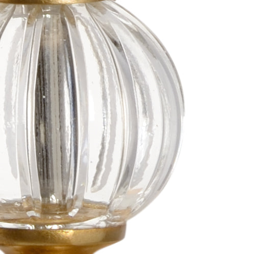 Wildwood Floating Sculptural Ball Lamp In Antique Gold Patina With Lead Crystal Accent — Warm Luxury For Tables 1063
