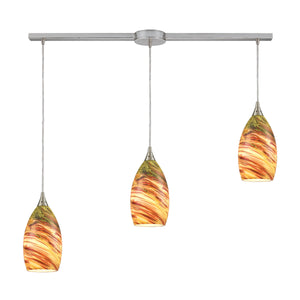 Collanino 38'' Wide 3-Light Slim Linear Pendant - Satin Nickel with Lava Swirl Blown Glass 10630/3L Elk Lighting