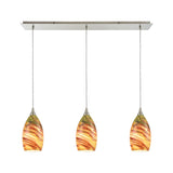 Collanino 36'' Wide 3-Light Linear Pendant - Satin Nickel with Lava Swirl Blown Glass 10630/3LP Elk Lighting