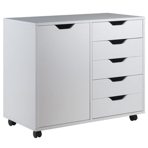 Winsome Wood Halifax 5-drawer Mobile Storage Cabinet With Adjustable Shelf, Easy-glide Drawers & Wheels White Composite Wood 10630-winsome-wood
