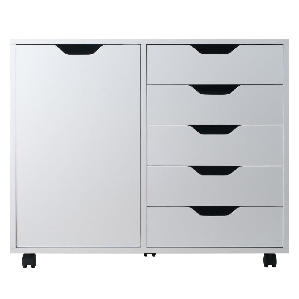 Winsome Wood Halifax 5-drawer Mobile Storage Cabinet With Adjustable Shelf, Easy-glide Drawers & Wheels White Composite Wood 10630-winsome-wood