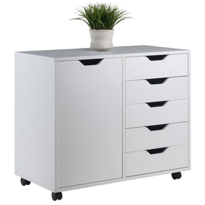 Winsome Wood Halifax 5-drawer Mobile Storage Cabinet With Adjustable Shelf, Easy-glide Drawers & Wheels White Composite Wood 10630-winsome-wood