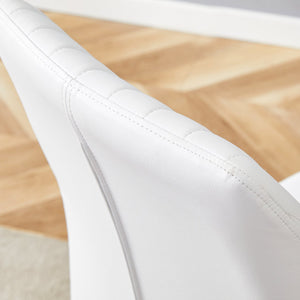 English Elm 4-Piece Modern Luxe Dining Set With Round Glass Table & Elegant White-Gold Chairs For Stylish Interiors W1151S03685