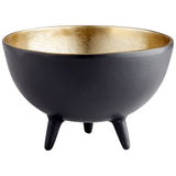 Inca Bowl Matt Black and Gold 10636 Cyan Design