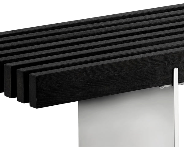 Sunpan Atticus Solid Ash Wood Bench with Steel Legs for Entryway Bedroom or Lobby 106370