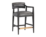 Keagan Counter Stool - Brentwood Charcoal Leather 106373 Sunpan