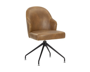 Sunpan Bretta Swivel Dining Chair Two-Tone Faux Leather with Iron Base for Modern Interiors 106375V