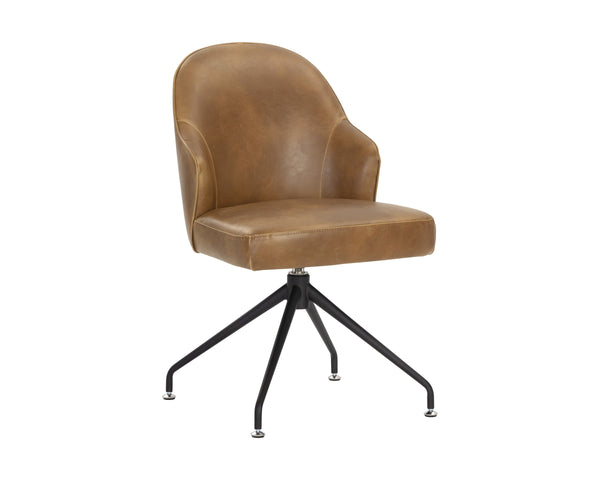 Sunpan Bretta Swivel Dining Chair Two-Tone Faux Leather with Iron Base for Modern Interiors 106375V