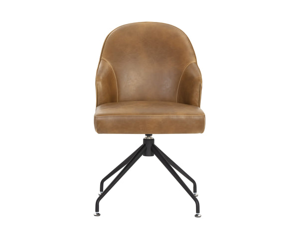 Sunpan Bretta Swivel Dining Chair Two-Tone Faux Leather with Iron Base for Modern Interiors 106375V