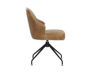 Sunpan Bretta Swivel Dining Chair Two-Tone Faux Leather with Iron Base for Modern Interiors 106375V