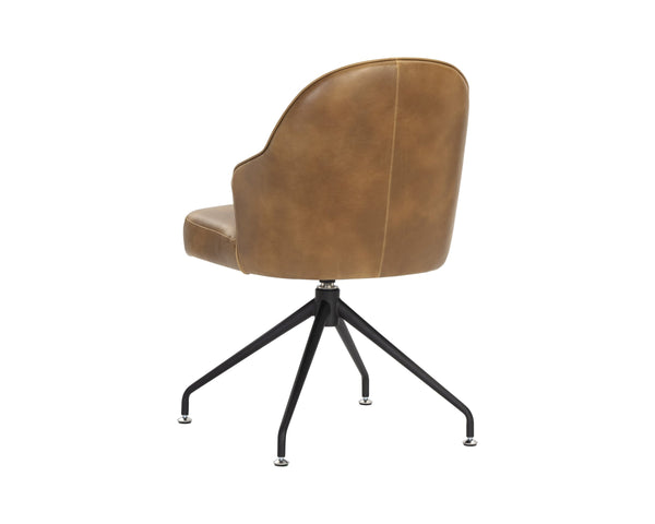Sunpan Bretta Swivel Dining Chair Two-Tone Faux Leather with Iron Base for Modern Interiors 106375V