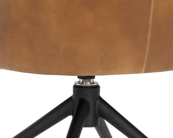Sunpan Bretta Swivel Dining Chair Two-Tone Faux Leather with Iron Base for Modern Interiors 106375V