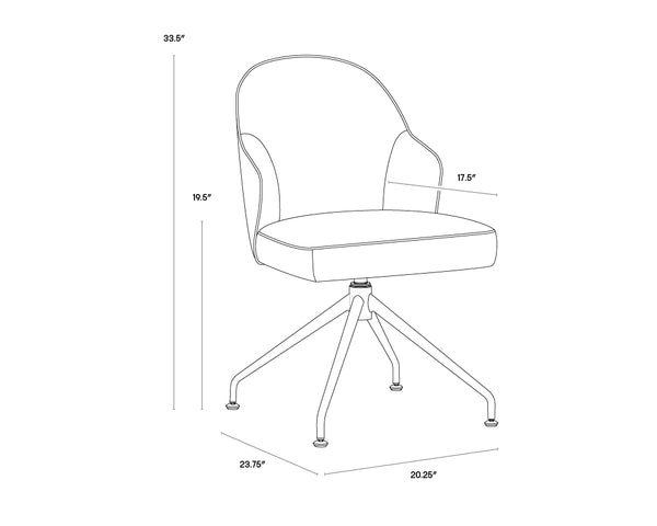 Sunpan Bretta Swivel Dining Chair Two-Tone Faux Leather with Iron Base for Modern Interiors 106375V