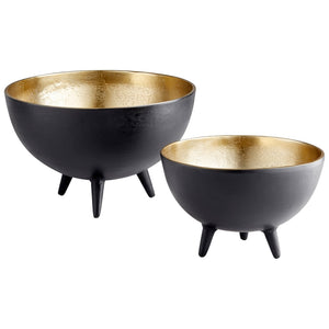 Inca Bowl Matt Black and Gold 10636 Cyan Design
