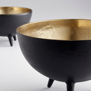 Inca Bowl Matt Black and Gold 10636 Cyan Design